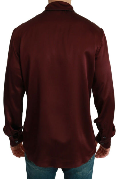 Dolce &amp; Gabbana Bordeaux Silk Pajama Casual Shirt