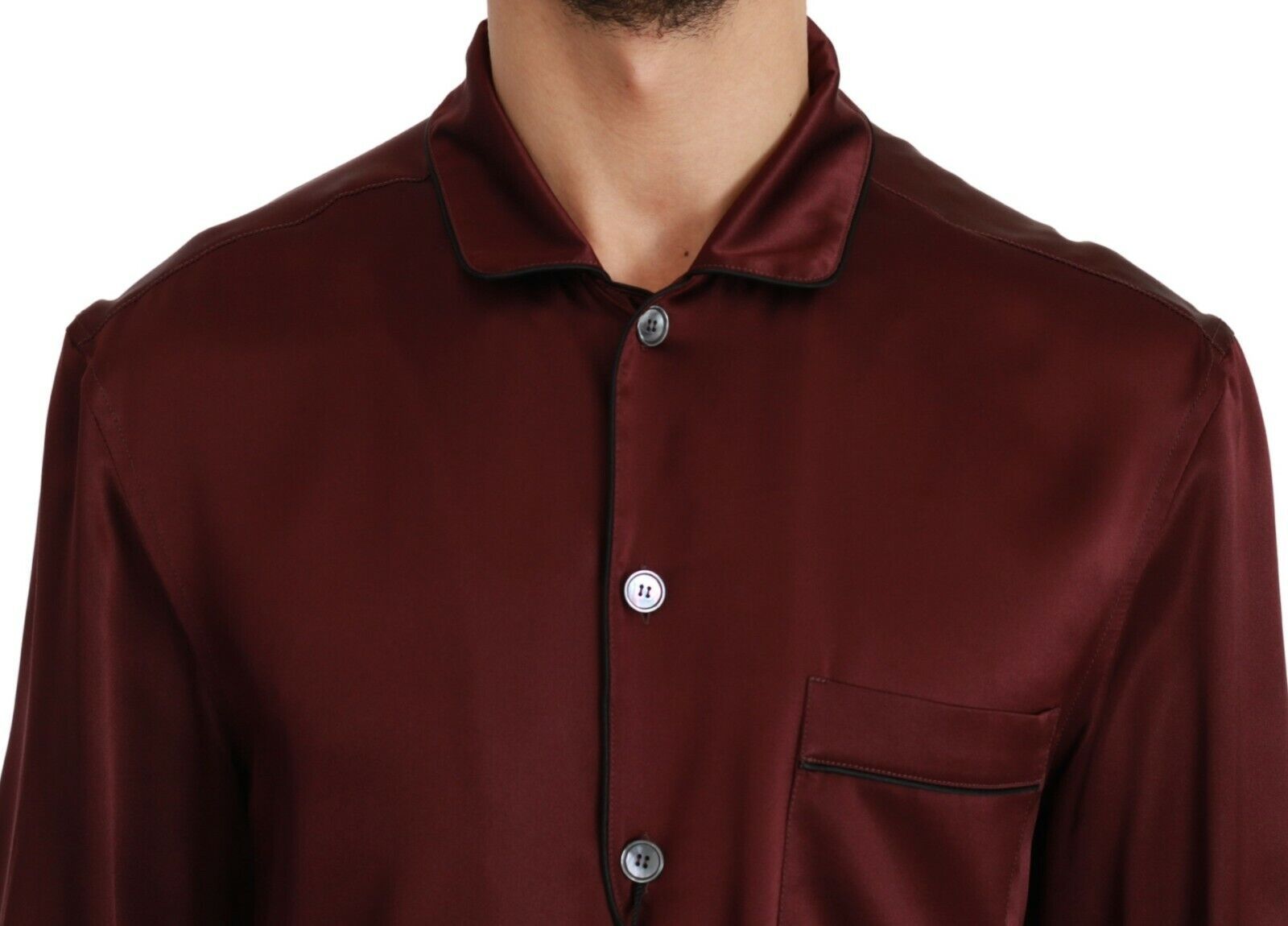 Dolce &amp; Gabbana Bordeaux Silk Pajama Casual Shirt