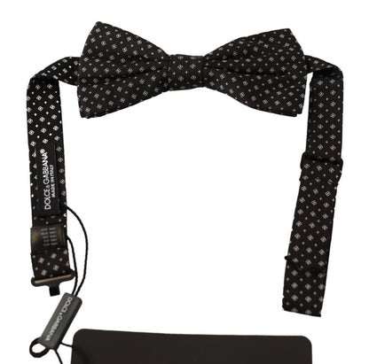 Dolce &amp; Gabbana Black 100% Silk Adjustable Neck Papillon Tie