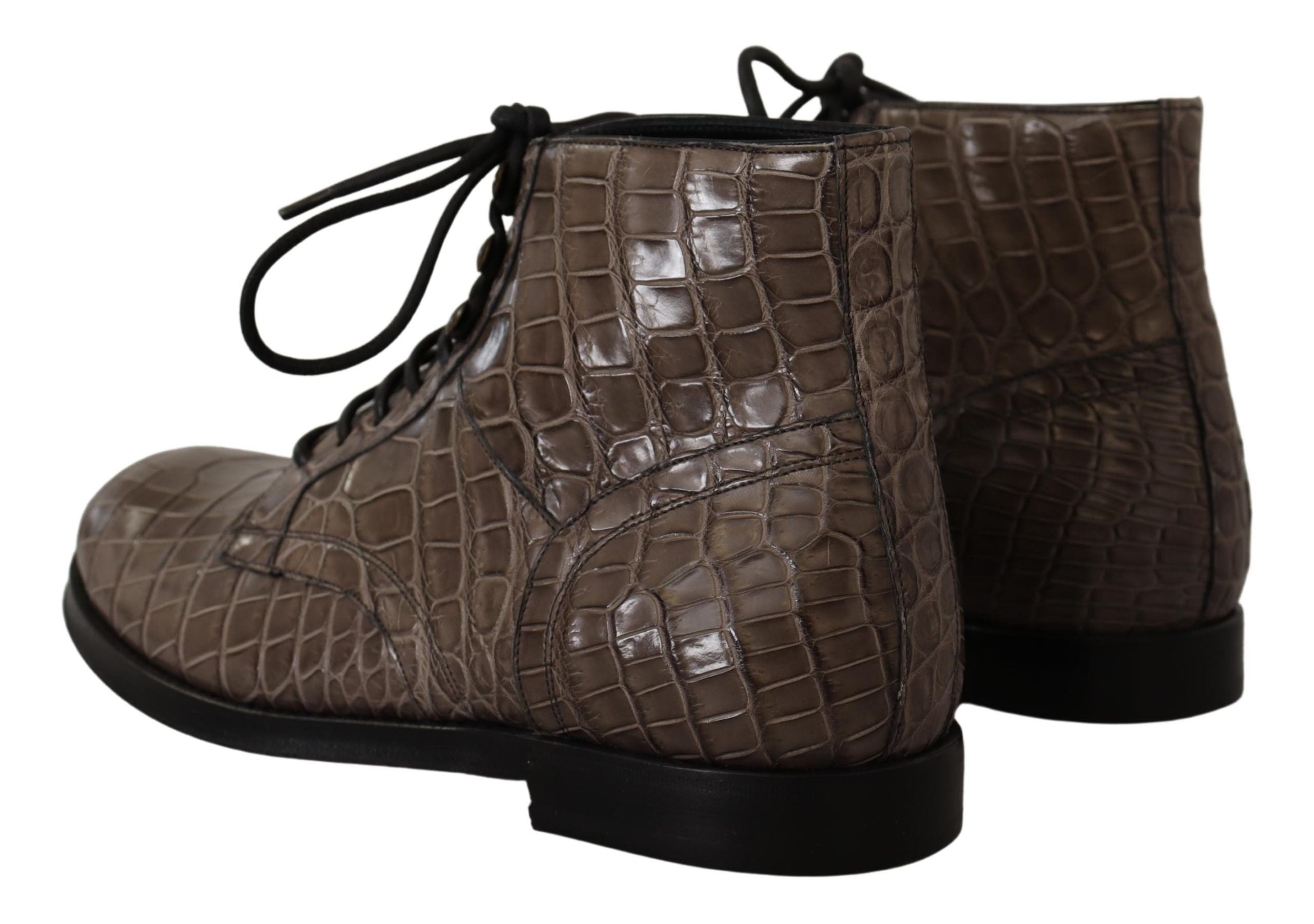 Dolce &amp; Gabbana Gray Crocodile Leather Derby Boots
