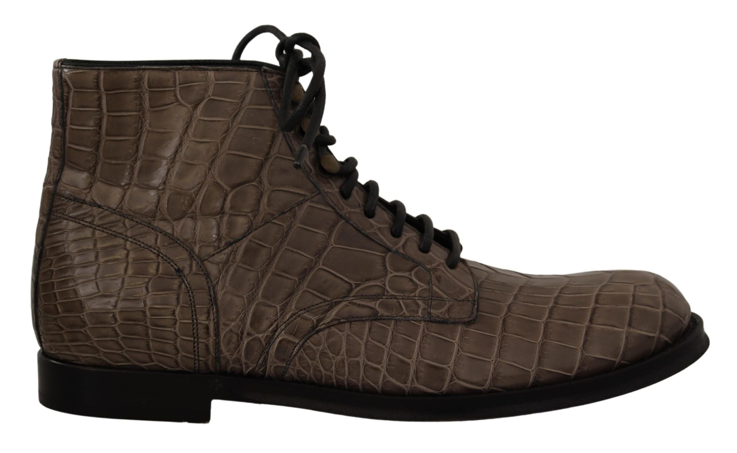 Dolce &amp; Gabbana Gray Crocodile Leather Derby Boots