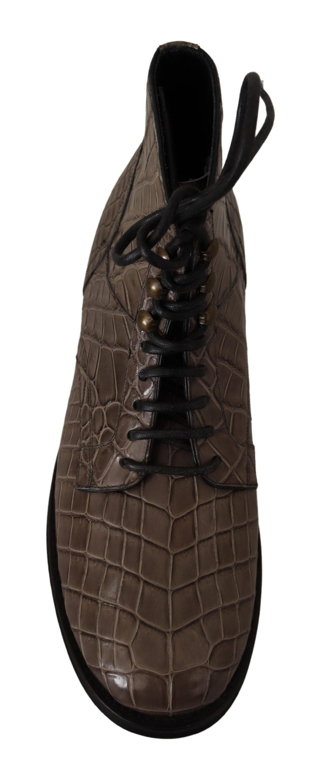 Dolce &amp; Gabbana Gray Crocodile Leather Derby Boots