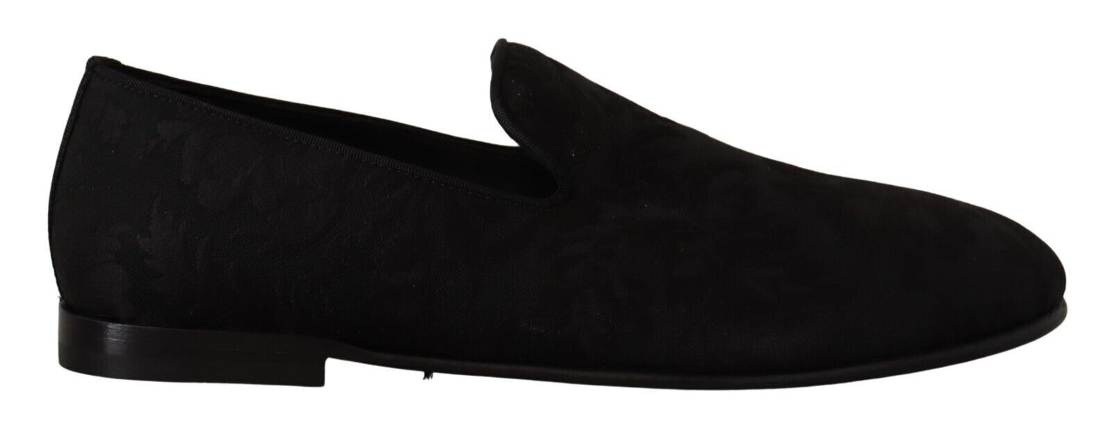 Dolce &amp;amp; Gabbana Svarta Jacquard Tofflor Platta Loafers Skor