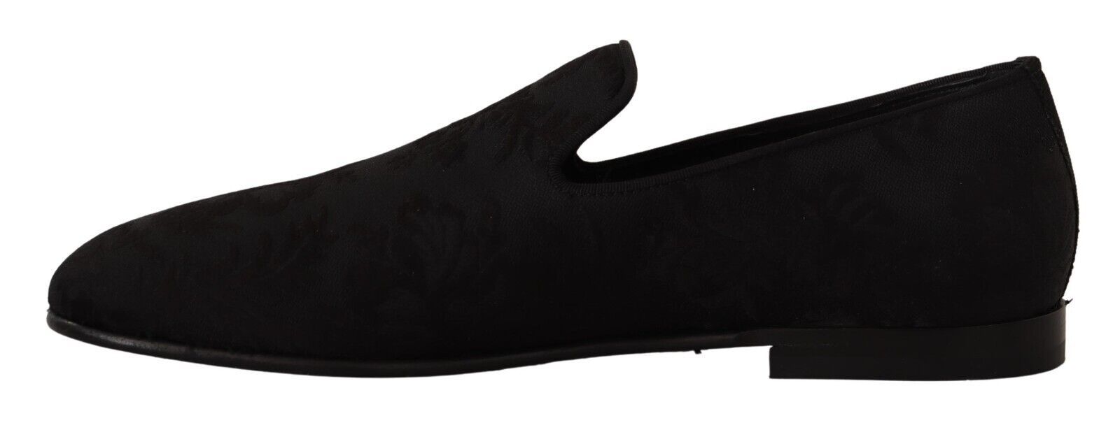 Dolce &amp;amp; Gabbana Svarta Jacquard Tofflor Platta Loafers Skor