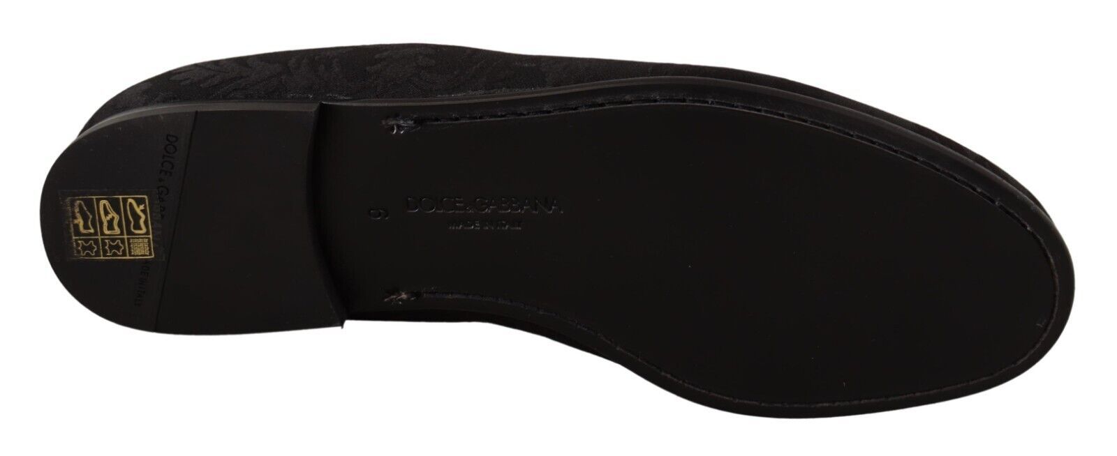 Dolce &amp;amp; Gabbana Svarta Jacquard Tofflor Platta Loafers Skor