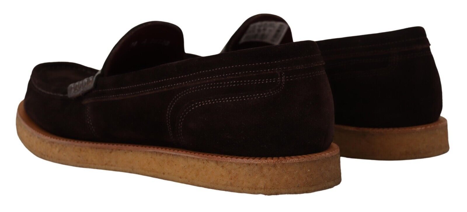 Dolce &amp; Gabbana Brown Suede Leather Slip On Flats Moccasin Shoes