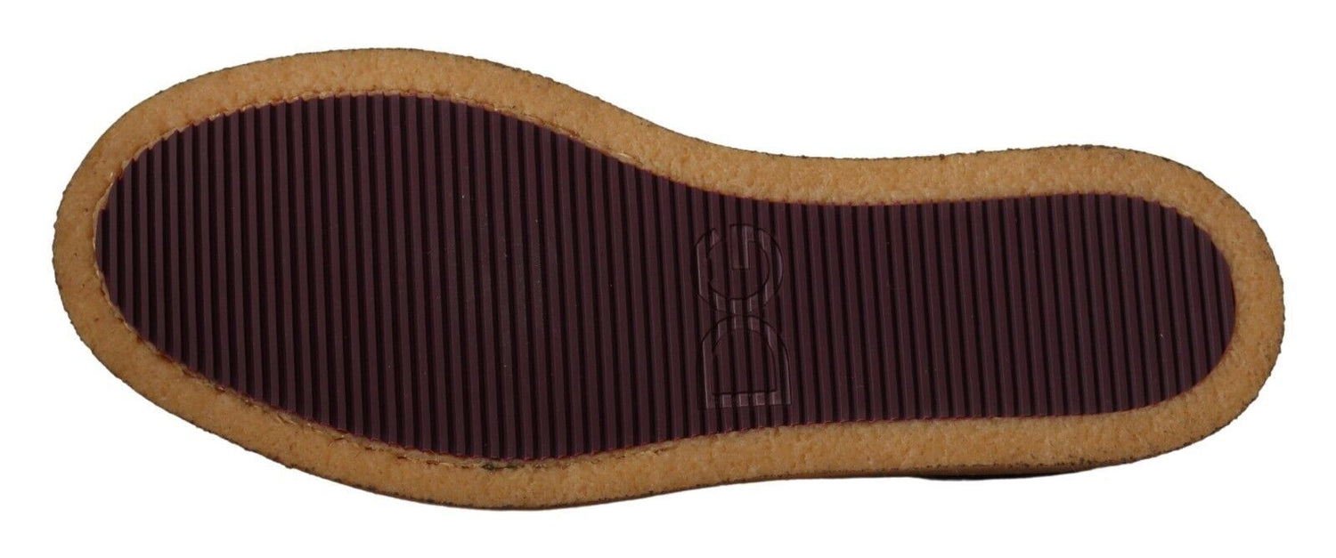 Dolce &amp; Gabbana Brown Suede Leather Slip On Flats Moccasin Shoes