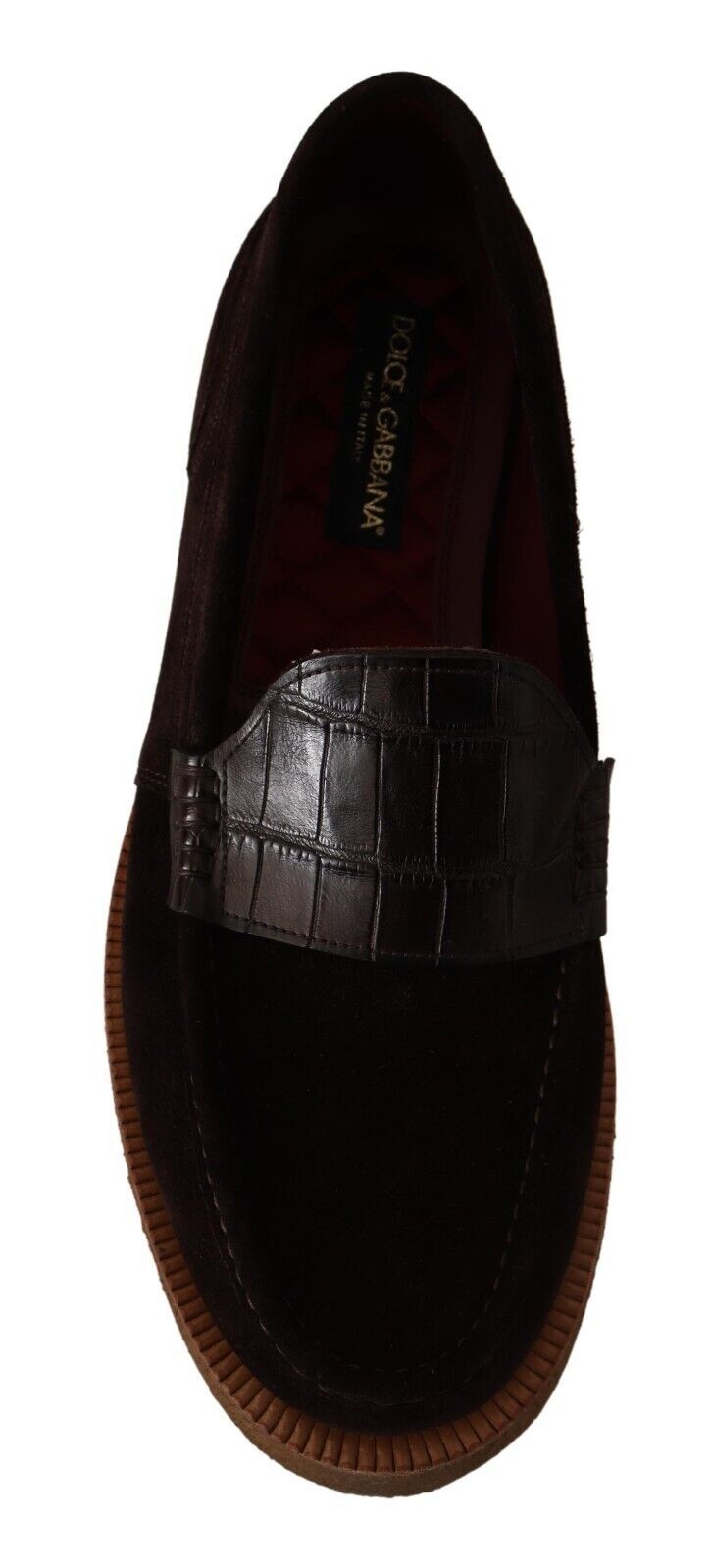 Dolce &amp; Gabbana Brown Suede Leather Slip On Flats Moccasin Shoes