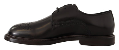 Dolce &amp;amp; Gabbana Svarta Läderklädsel Derbyskor