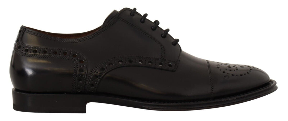 Dolce &amp;amp; Gabbana Svarta Läder Wingtip Herr Formella Derbyskor