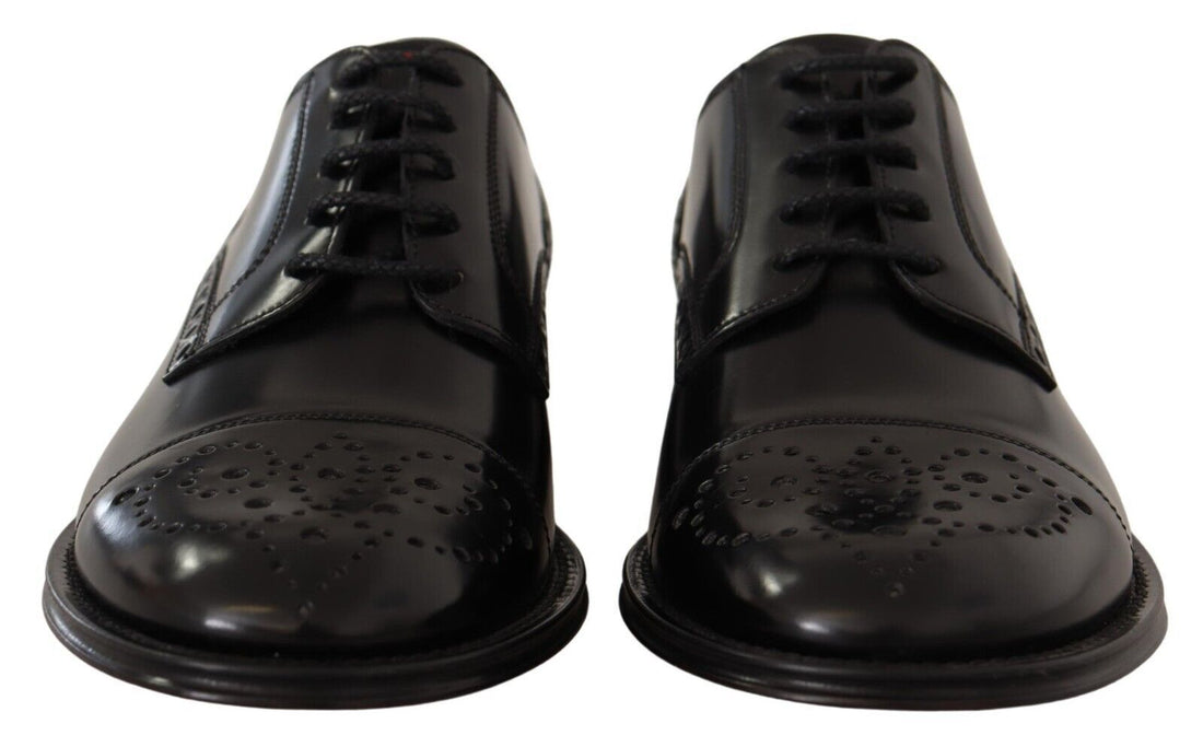 Dolce &amp;amp; Gabbana Svarta Läder Wingtip Herr Formella Derbyskor