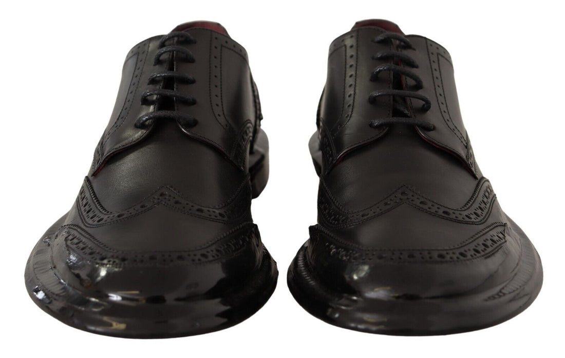 Dolce &amp;amp; Gabbana Svarta Oxford Läder Wingtip Formella Derbyskor