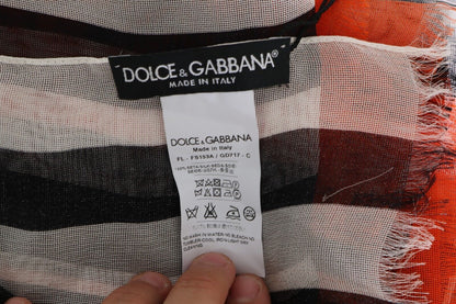 Dolce &amp;amp; Gabbana Flerfärgad Randig Sidensjal Med Fransar Halsduk