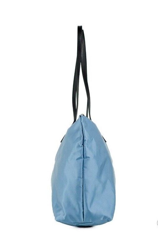 Versace Portuna Medusa Medium Blåklint Blå Nylon Läder Tote Bag Plånbok