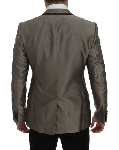 Dolce &amp;amp; Gabbana Brun Slim Fit Sidenkavaj med Två Knappar