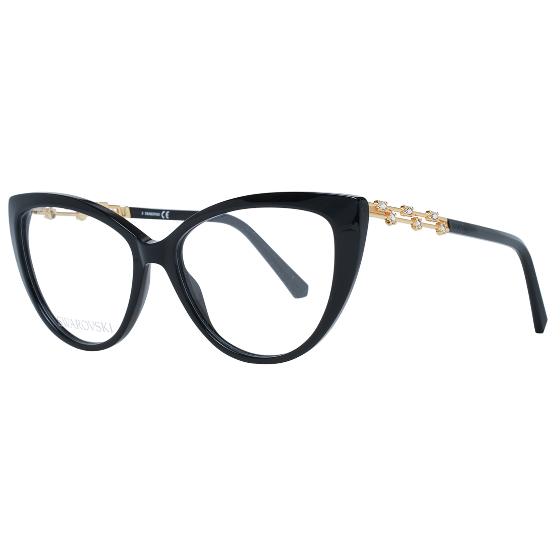 Swarovski eleganta svarta designerglasögon med kattögon