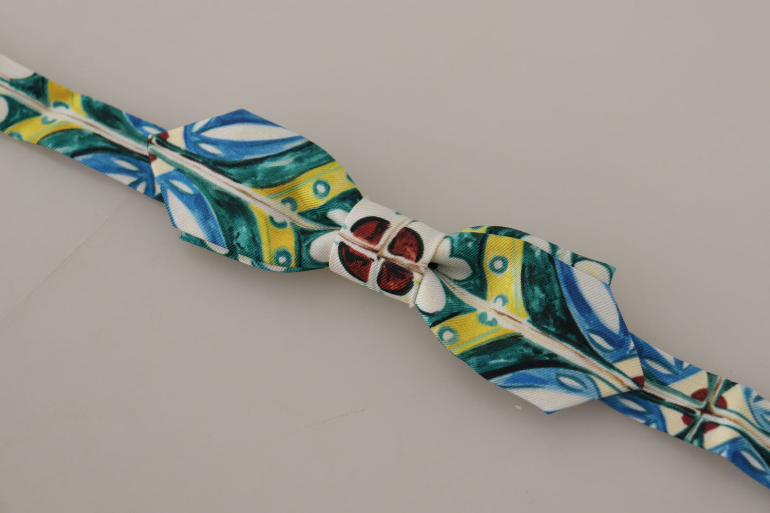 Dolce &amp; Gabbana Multicolor Majolica Print Adjustable Papillon Bow Tie