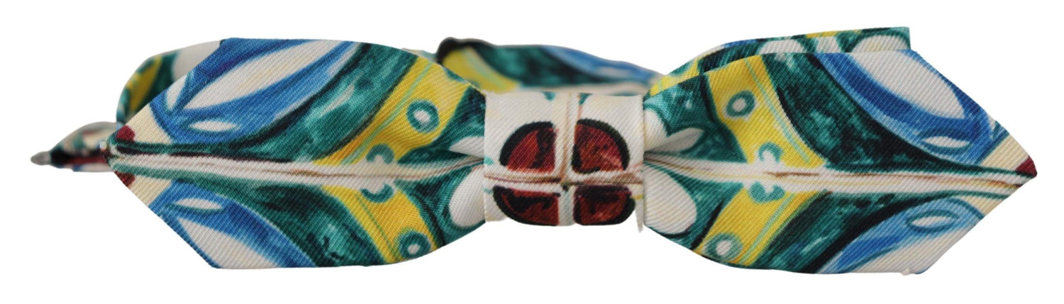 Dolce &amp; Gabbana Multicolor Majolica Print Adjustable Papillon Bow Tie