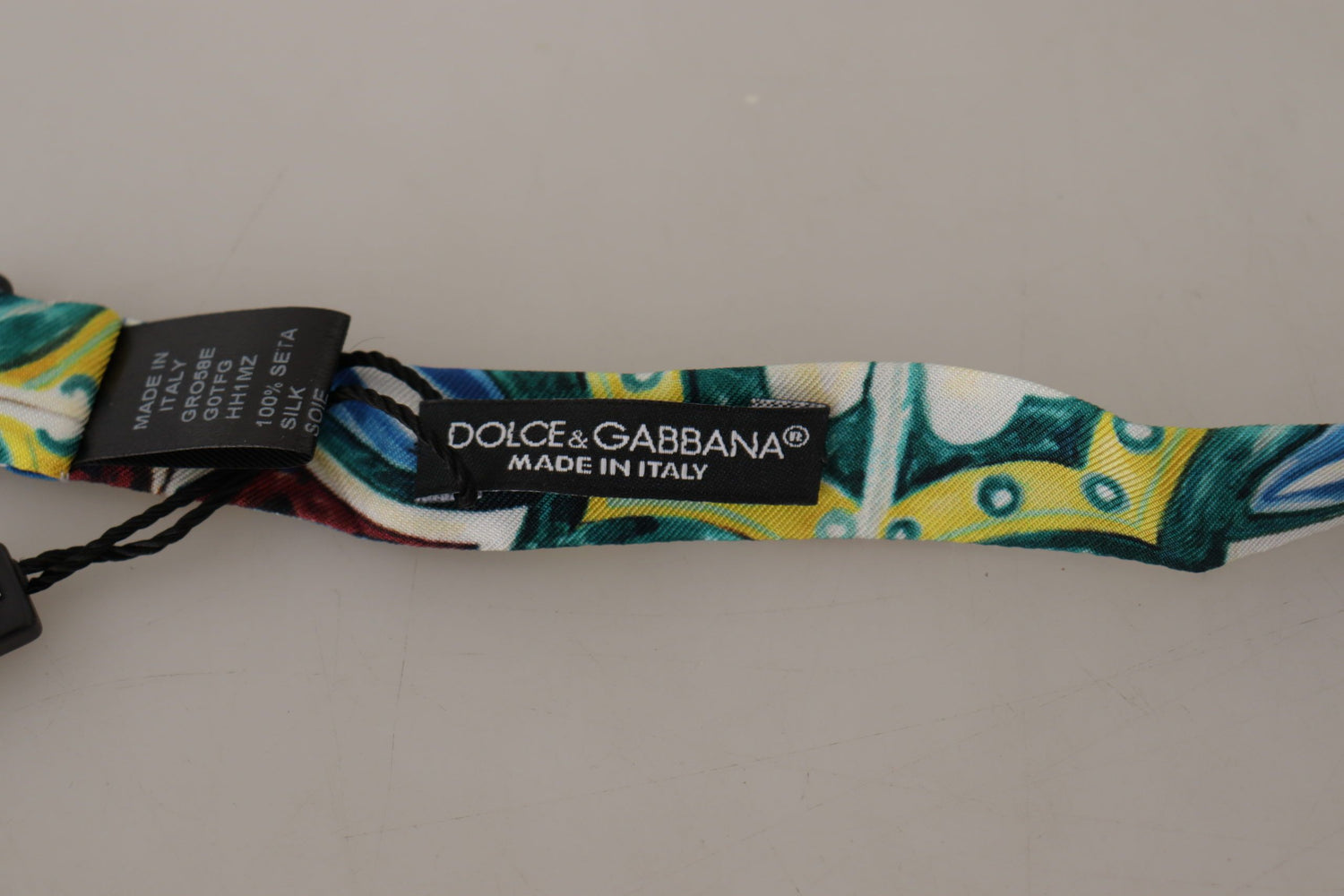 Dolce &amp; Gabbana Multicolor Majolica Print Adjustable Papillon Bow Tie