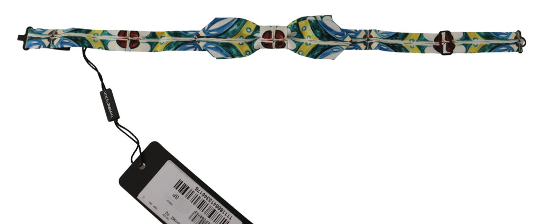 Dolce &amp; Gabbana Multicolor Majolica Print Adjustable Papillon Bow Tie