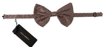 Dolce &amp; Gabbana Gray Fantasy Print Adjustable Neck Papillon Bow Tie