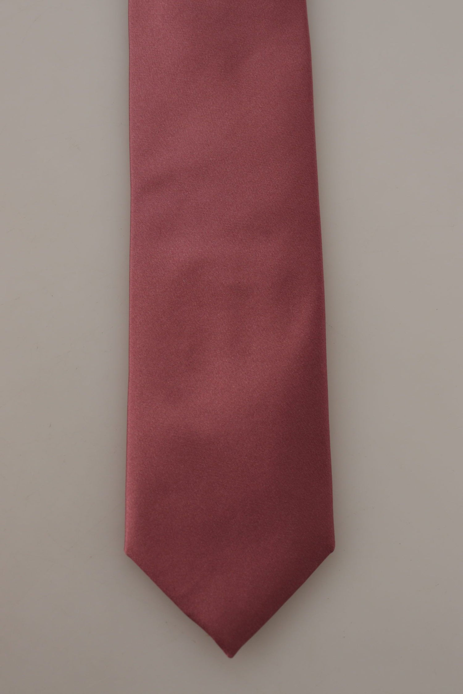 Dolce &amp; Gabbana Pink Solid Print Silk Adjustable Necktie Accessory Tie