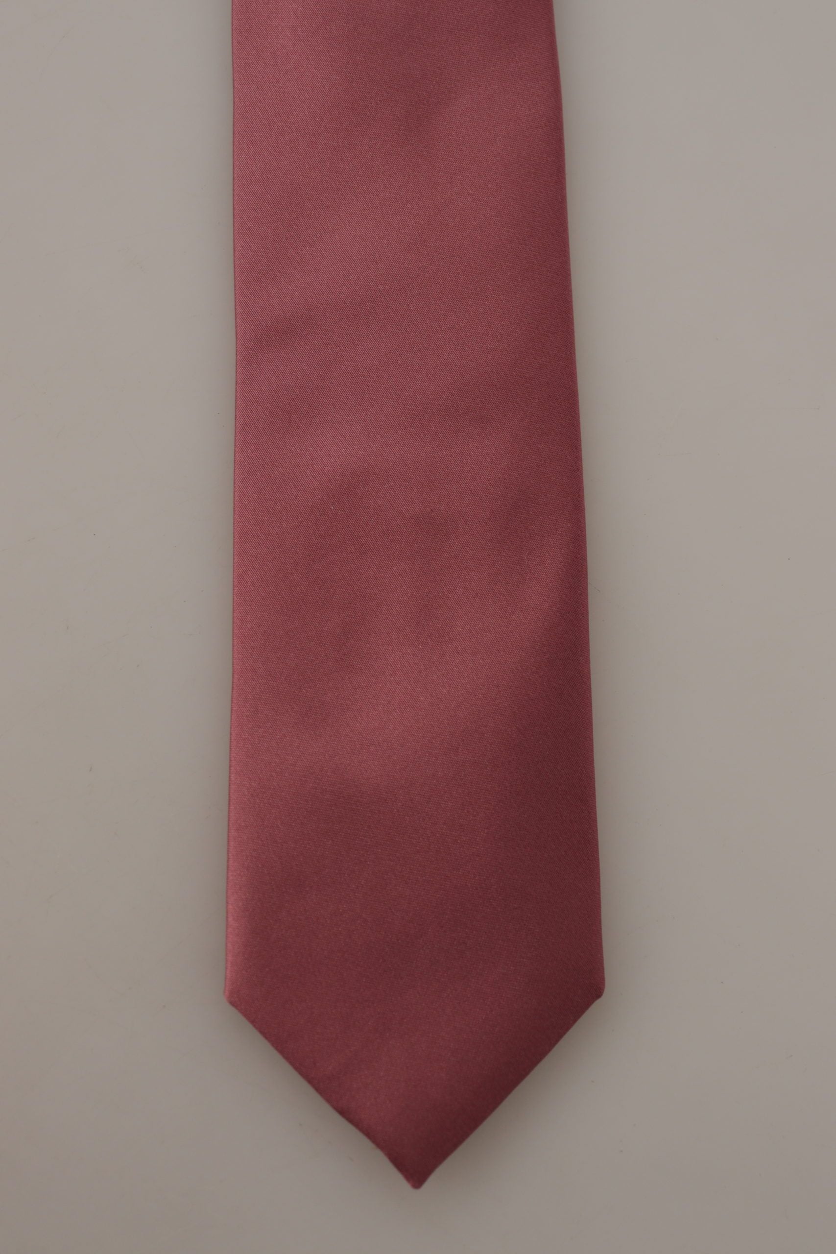 Dolce &amp; Gabbana Pink Solid Print Silk Adjustable Necktie Accessory Tie