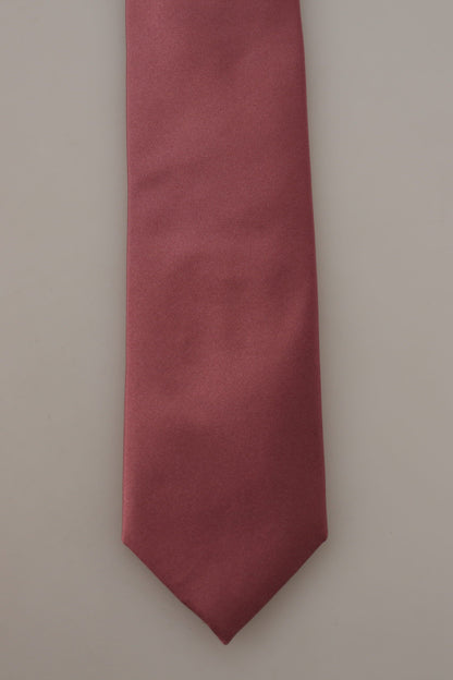 Dolce &amp; Gabbana Pink Solid Print Silk Adjustable Necktie Accessory Tie