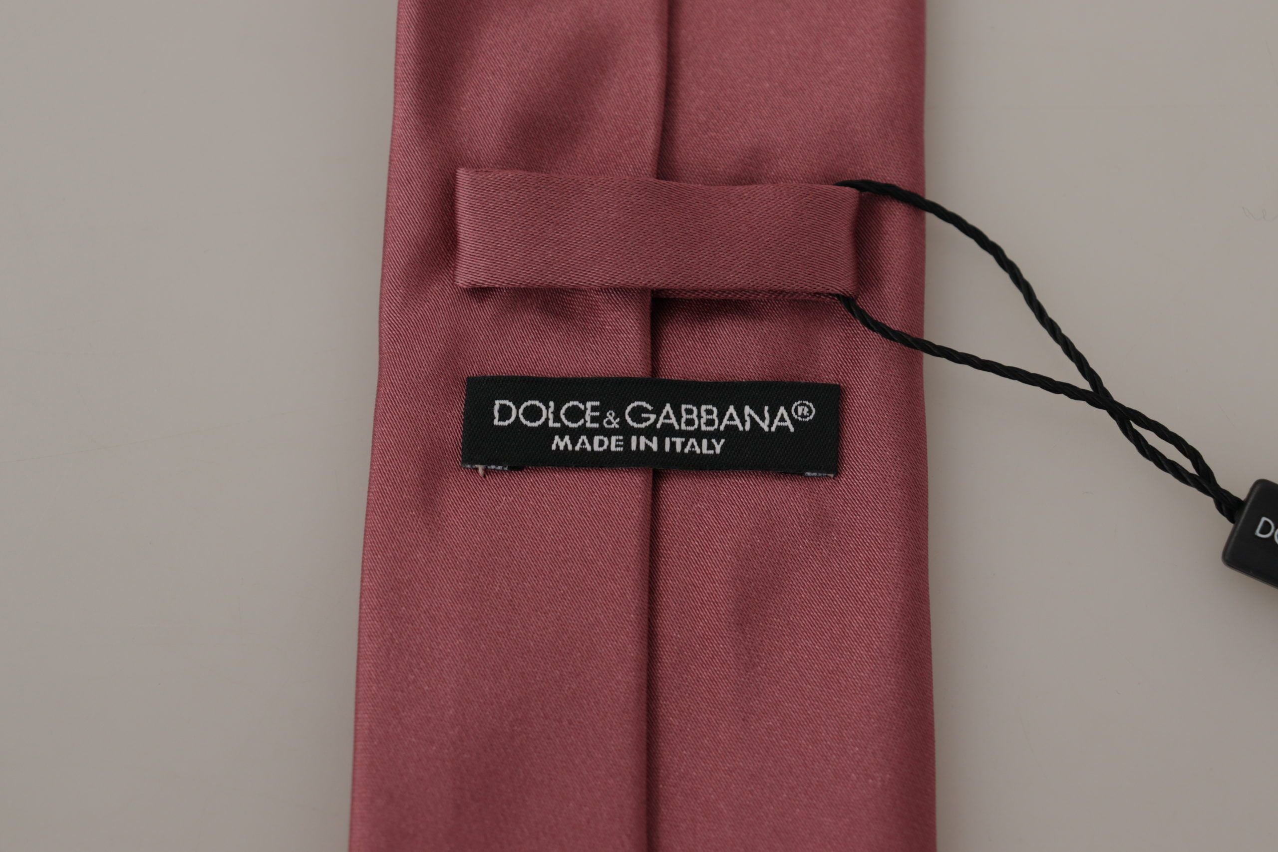 Dolce &amp; Gabbana Pink Solid Print Silk Adjustable Necktie Accessory Tie