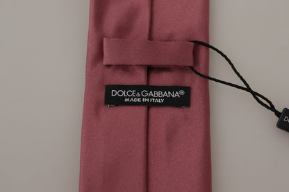 Dolce &amp; Gabbana Pink Solid Print Silk Adjustable Necktie Accessory Tie