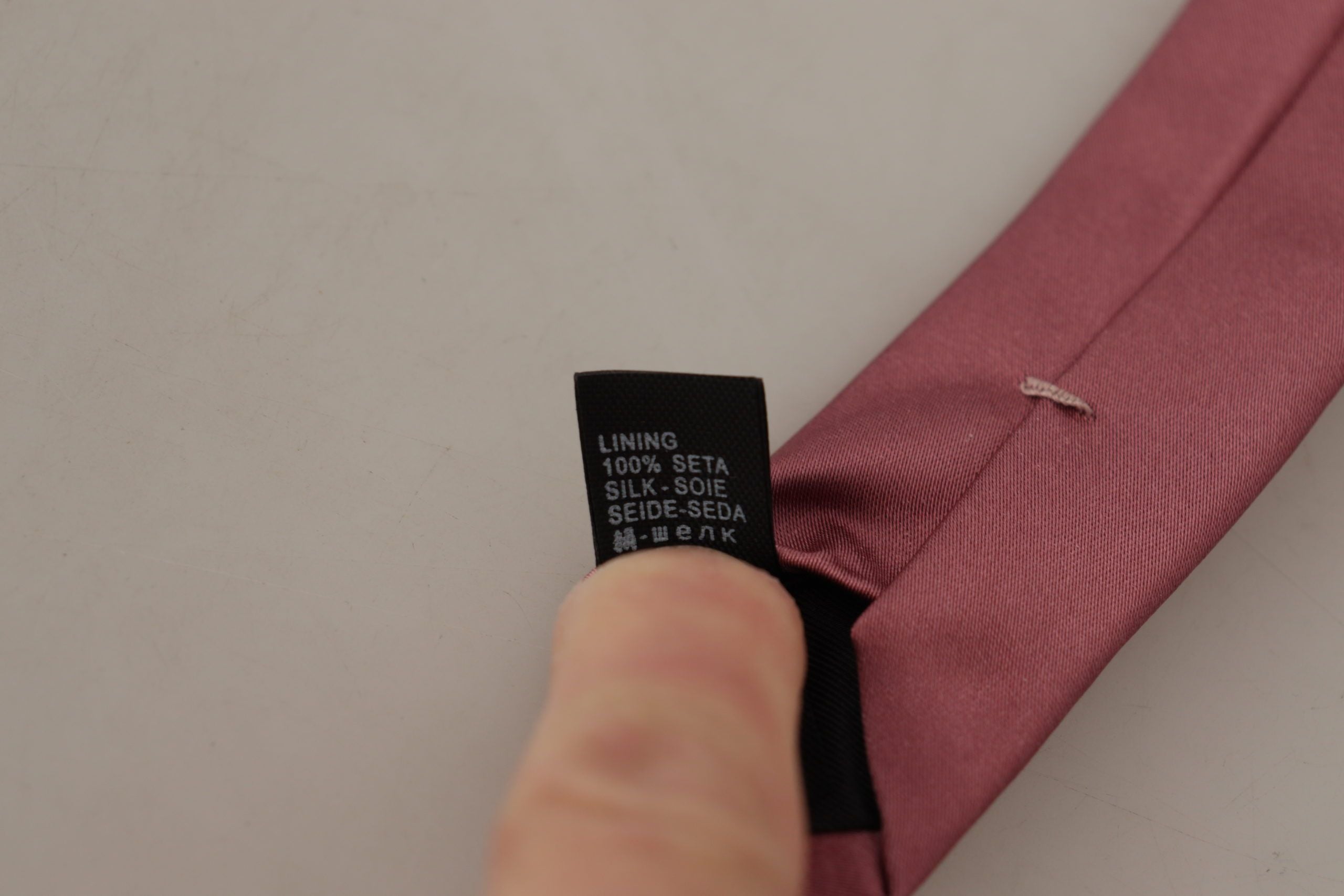 Dolce &amp; Gabbana Pink Solid Print Silk Adjustable Necktie Accessory Tie