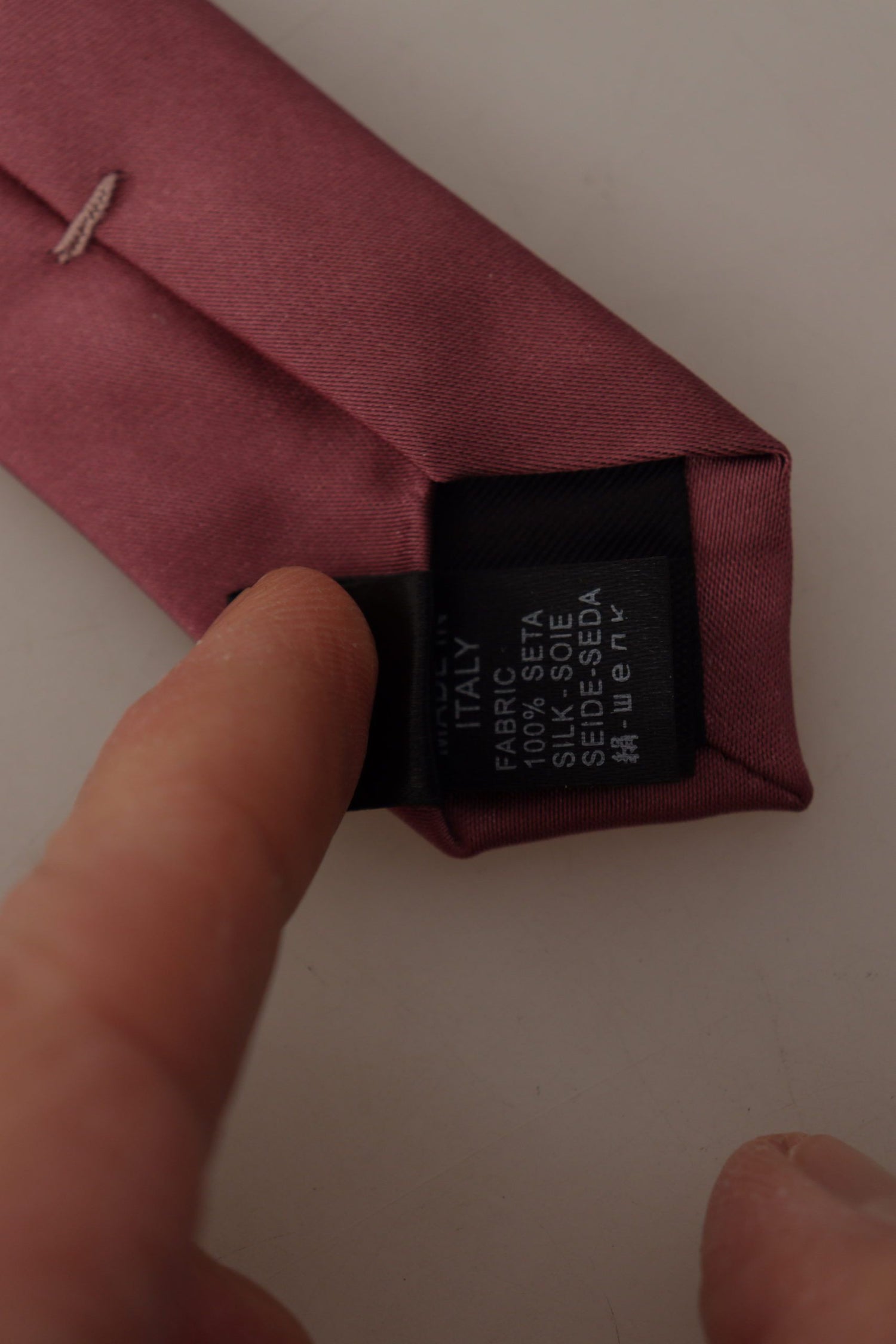 Dolce &amp; Gabbana Pink Solid Print Silk Adjustable Necktie Accessory Tie