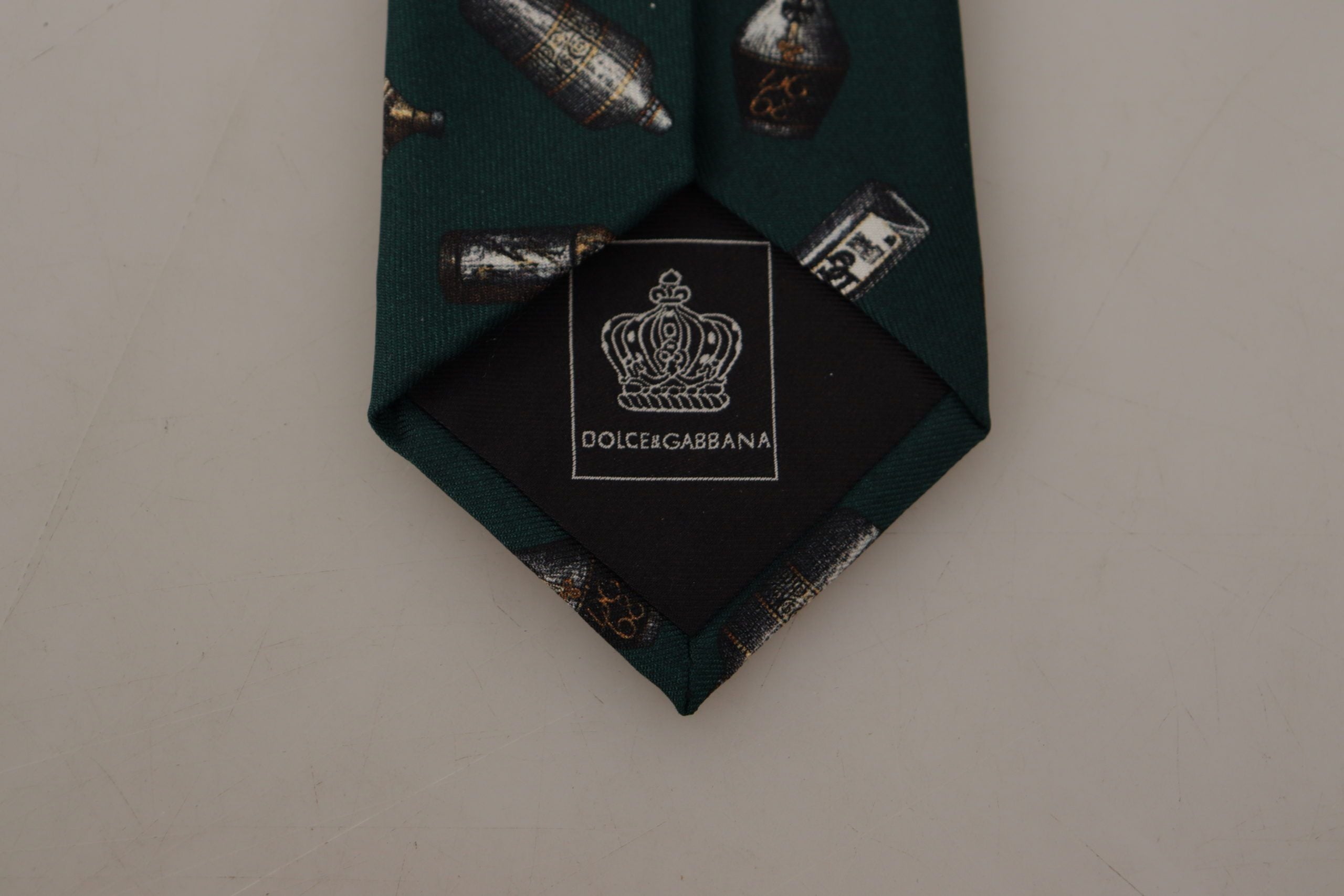 Dolce &amp; Gabbana Black Bottle Fantasy Print Silk Adjustable Accessory Tie