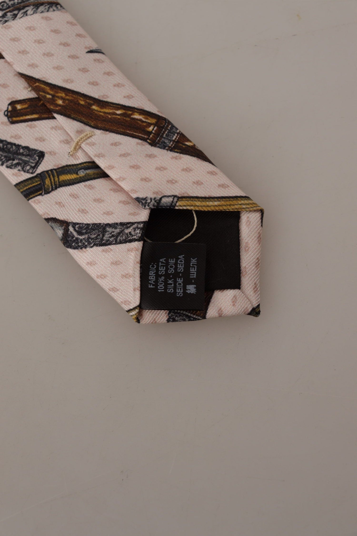 Dolce &amp;amp; Gabbana Rosa Pennprickigt Tryck 100% Siden Justerbar Halsringning