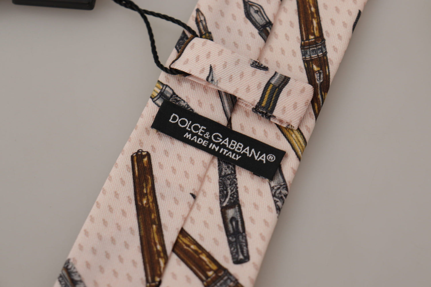 Dolce &amp;amp; Gabbana Rosa Pennprickigt Tryck 100% Siden Justerbar Halsringning