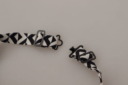 Dolce &amp;amp; Gabbana Svartvit Geometrisk Justerbar Slips i 100 % Siden