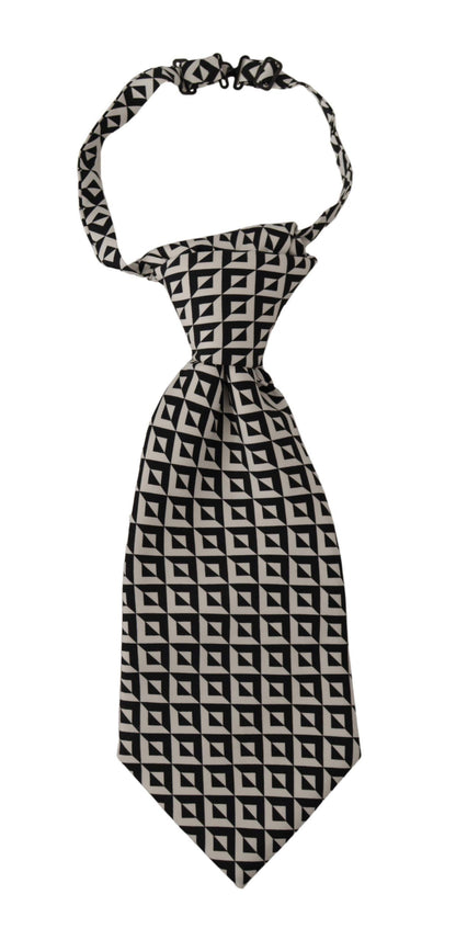 Dolce &amp;amp; Gabbana Svartvit Geometrisk Justerbar Slips i 100 % Siden