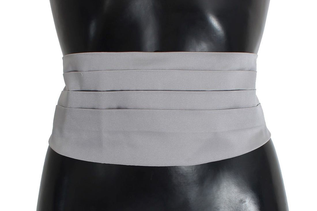 Dolce &amp; Gabbana Gray Waist Belt Silk Cummerbund