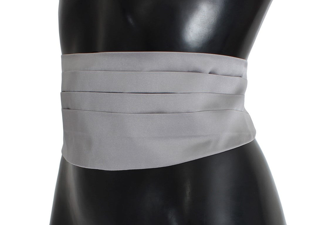 Dolce &amp; Gabbana Gray Waist Belt Silk Cummerbund