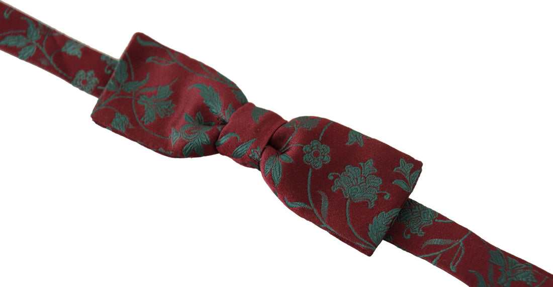 Dolce &amp; Gabbana Maroon Pattern Adjustable Neck Papillon Bow Tie
