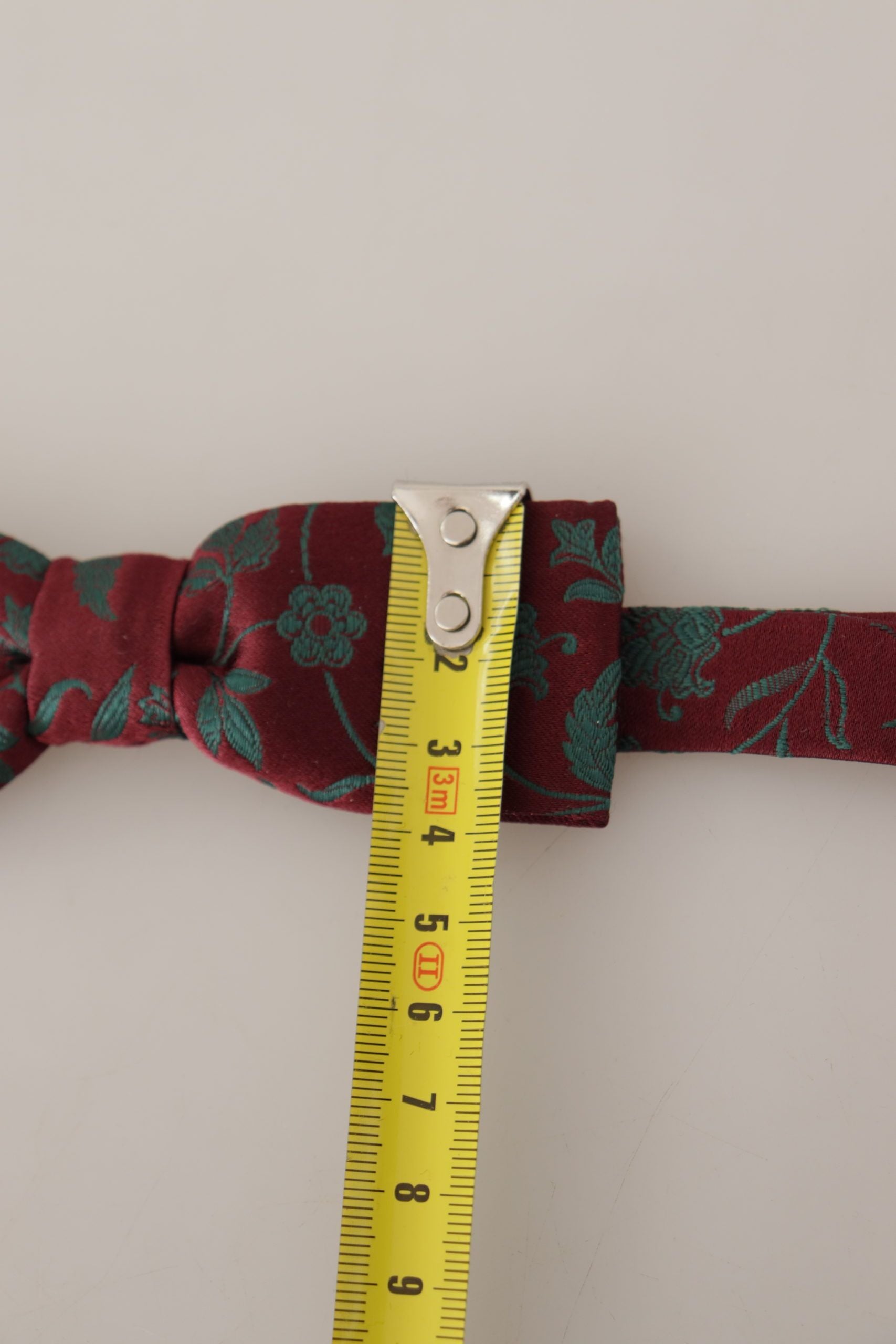 Dolce &amp; Gabbana Maroon Pattern Adjustable Neck Papillon Bow Tie