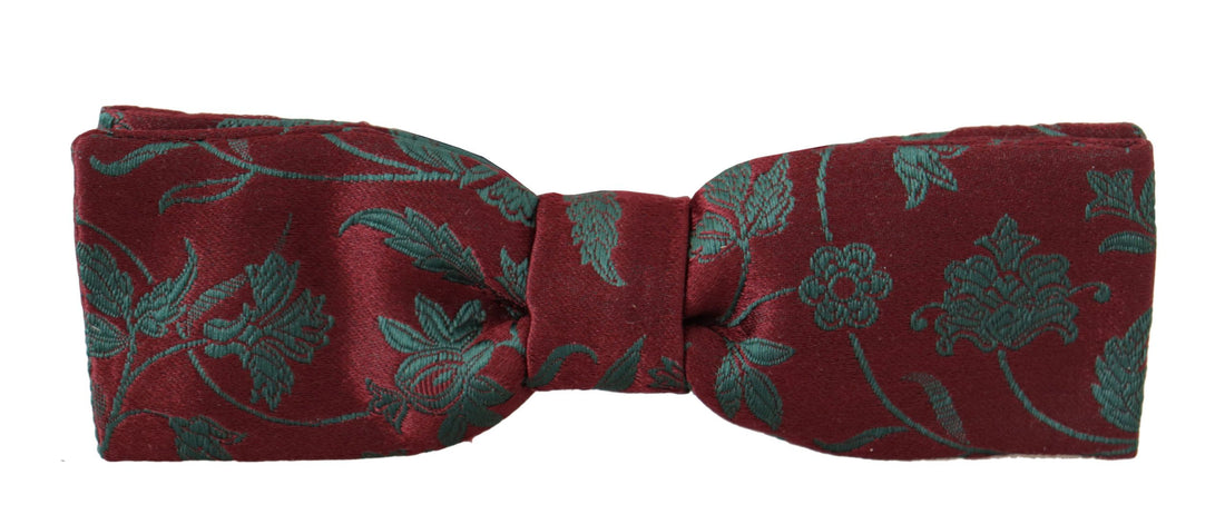 Dolce &amp; Gabbana Maroon Pattern Adjustable Neck Papillon Bow Tie