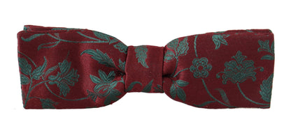 Dolce &amp; Gabbana Maroon Pattern Adjustable Neck Papillon Bow Tie