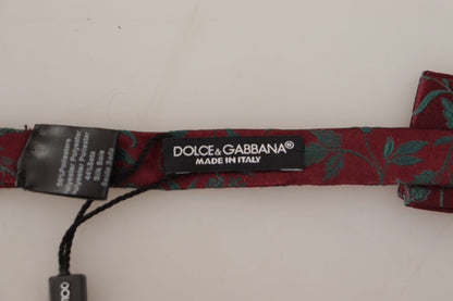 Dolce &amp; Gabbana Maroon Pattern Adjustable Neck Papillon Bow Tie