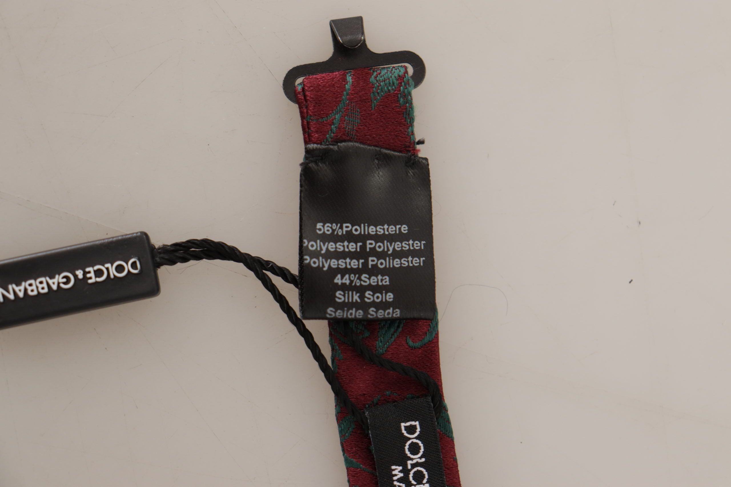 Dolce &amp; Gabbana Maroon Pattern Adjustable Neck Papillon Bow Tie