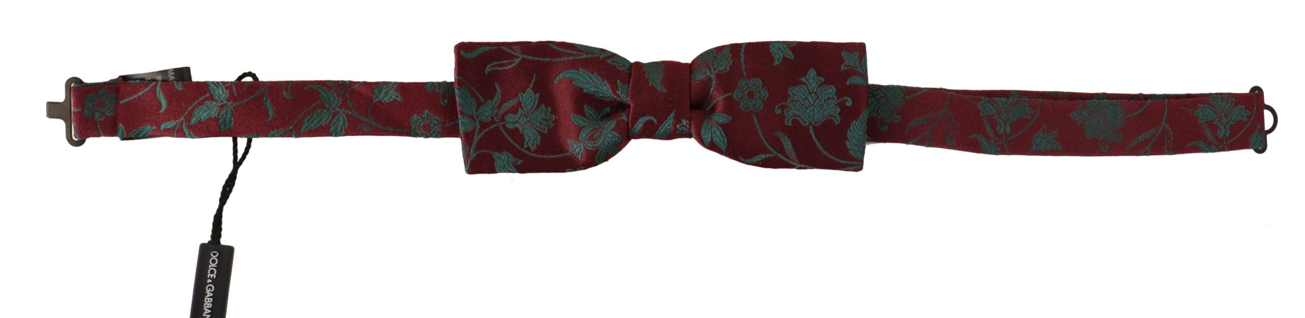 Dolce &amp; Gabbana Maroon Pattern Adjustable Neck Papillon Bow Tie