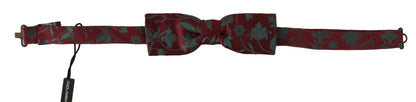 Dolce &amp; Gabbana Maroon Pattern Adjustable Neck Papillon Bow Tie