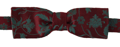 Dolce &amp; Gabbana Maroon Pattern Adjustable Neck Papillon Bow Tie