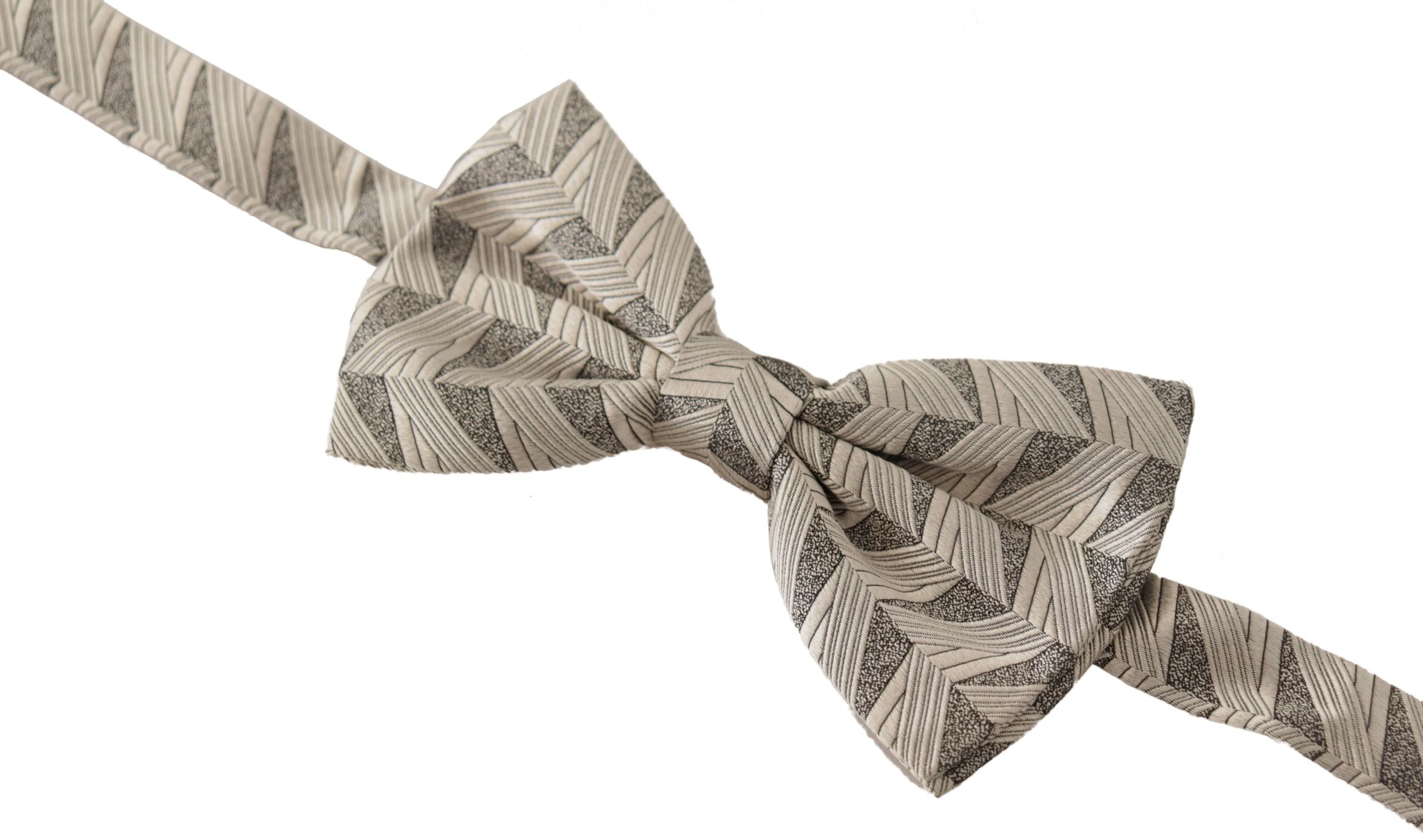 Dolce &amp; Gabbana Gray 100% Silk Adjustable Neck Papillon Bow Tie