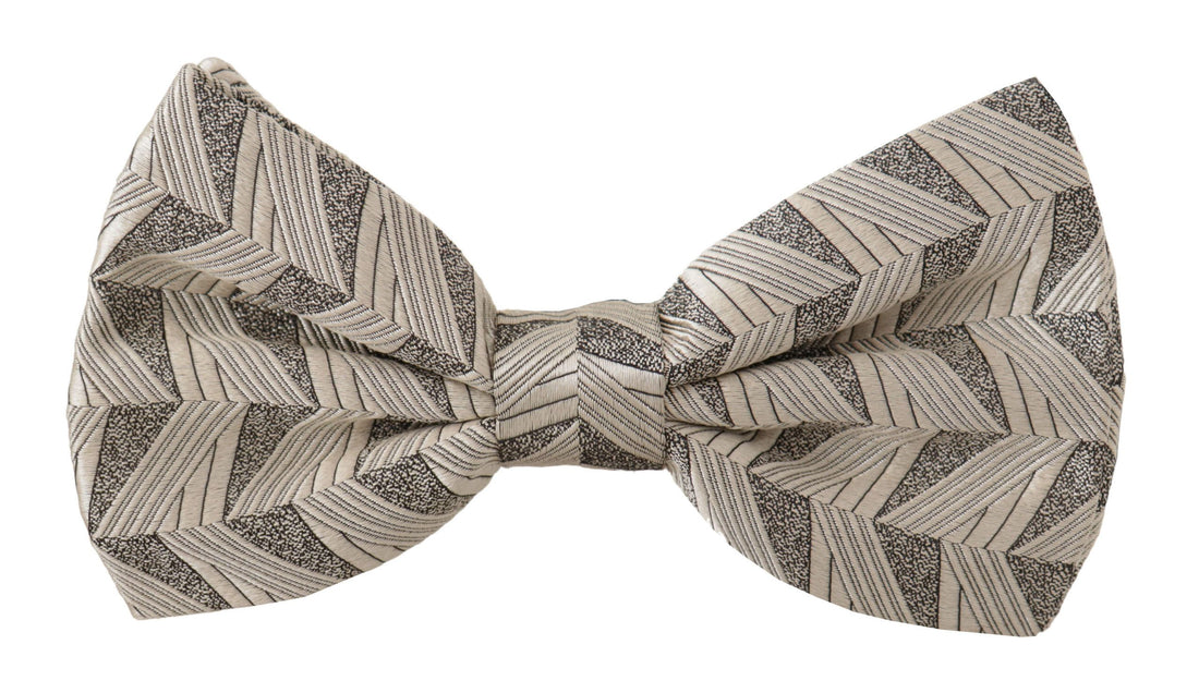 Dolce &amp; Gabbana Gray 100% Silk Adjustable Neck Papillon Bow Tie